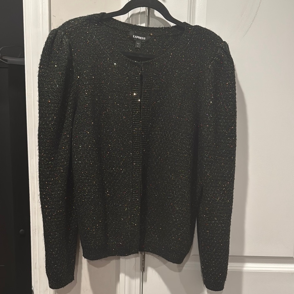 Express Black Sparkly Cardigan size xl NWT